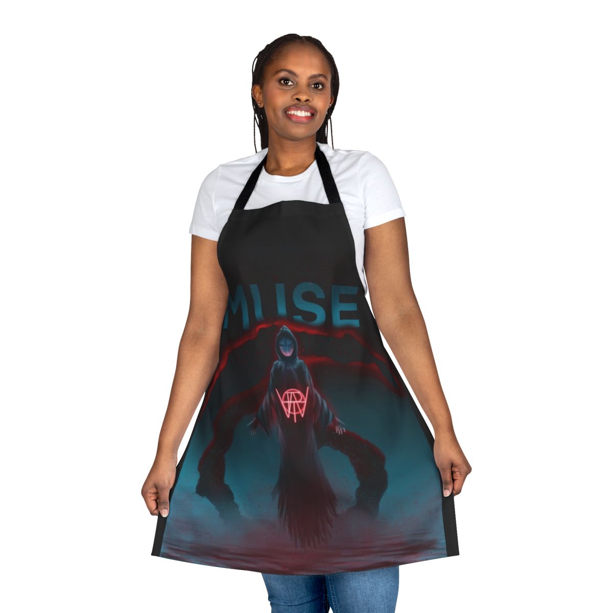Apron featuring a stylish t-shirt design, perfect for the kitchen, cooking, and gardening.