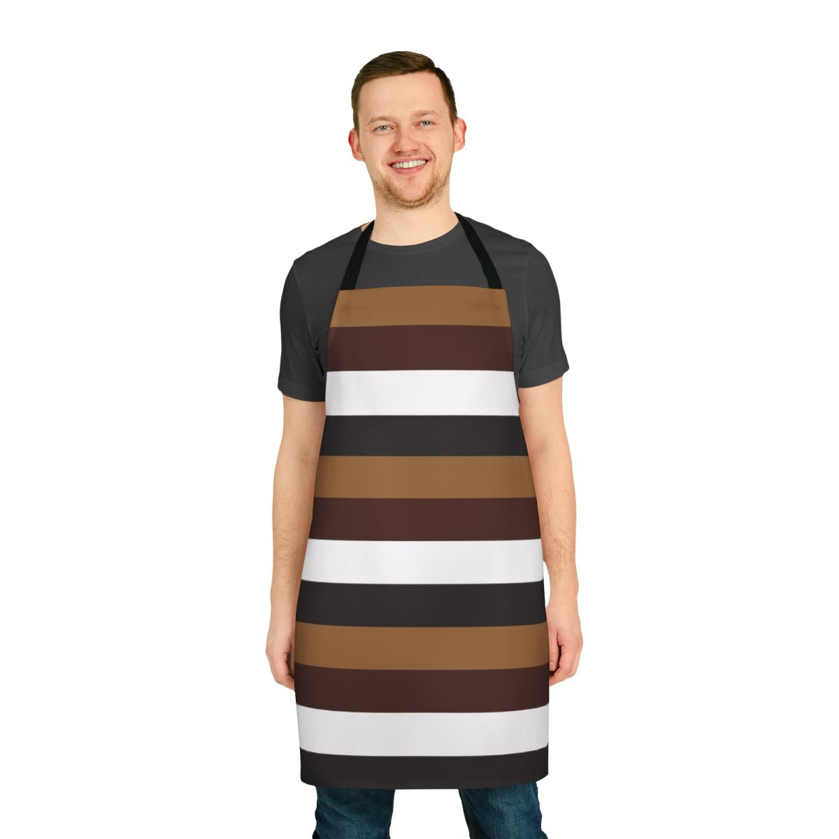 A black and white apron with the phrase "I'm Not Mad About Your Taylor" printed on it