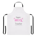 A stylish and high-quality teacher apron featuring a 'Super Teacher' design.
