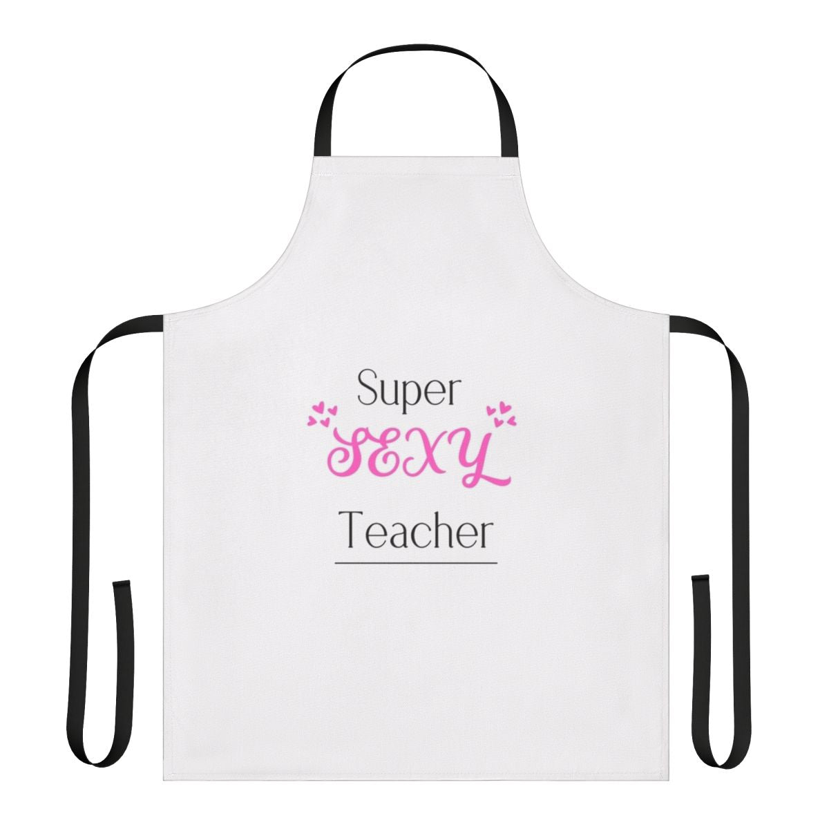 A stylish and high-quality teacher apron featuring a 'Super Teacher' design.