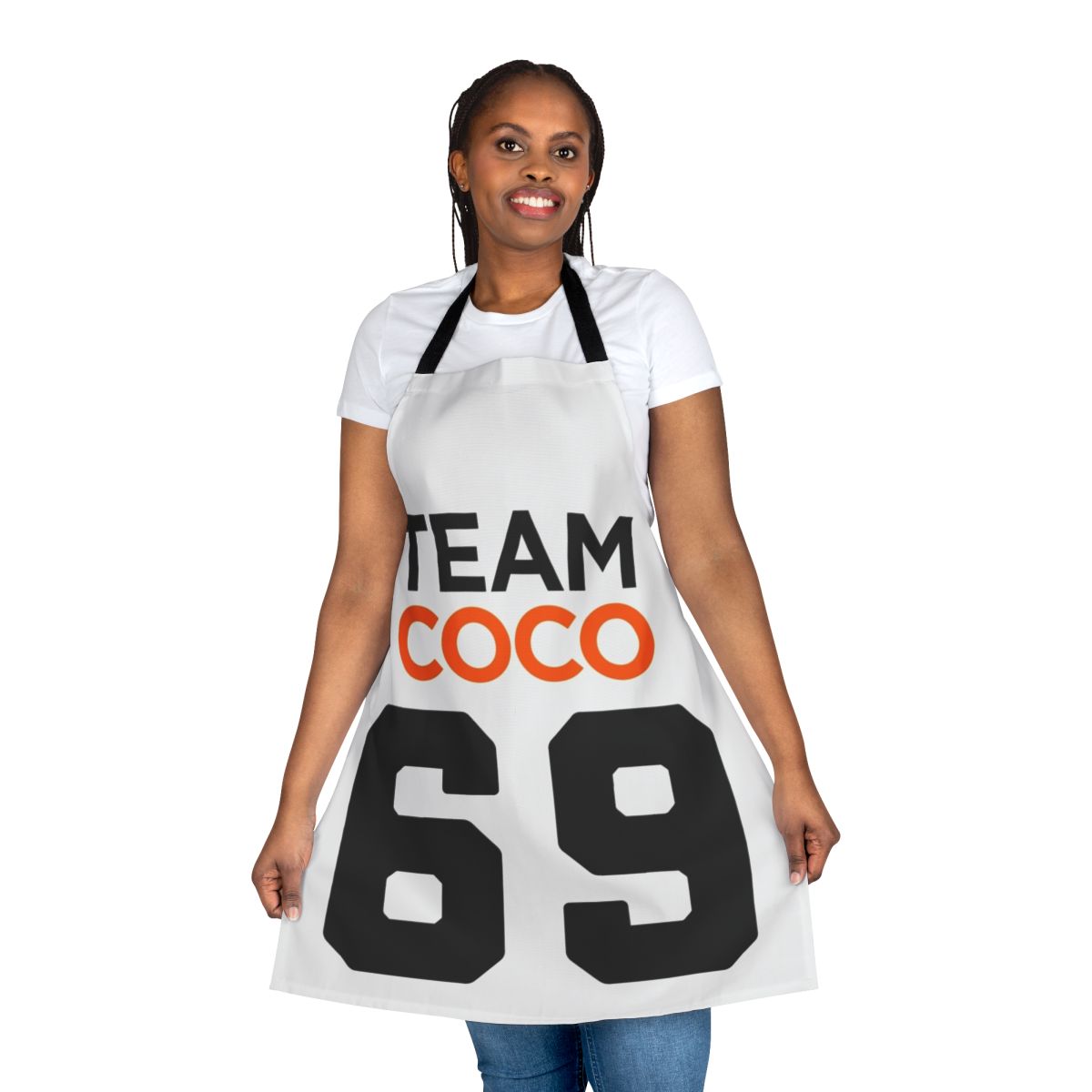Team Coco-inspired football jersey style apron