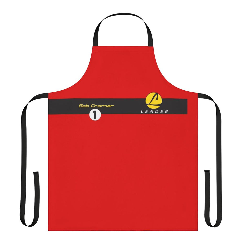 Apron with racing car and team leader design