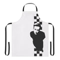 Photograph of a terry cloth apron with a two-tone design, ideal for cooking and kitchen tasks.