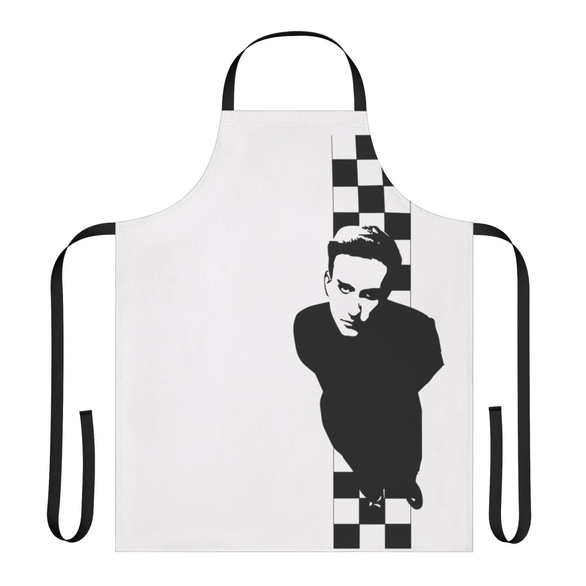 Photograph of a terry cloth apron with a two-tone design, ideal for cooking and kitchen tasks.