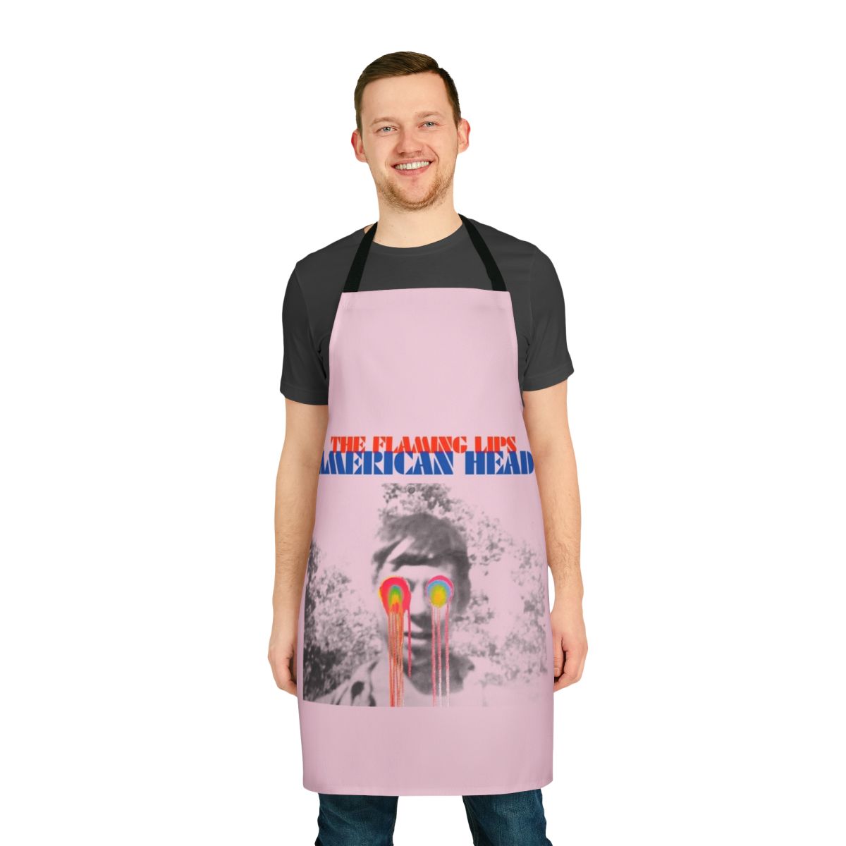 Tfl-inspired apron featuring a halftone graphic design