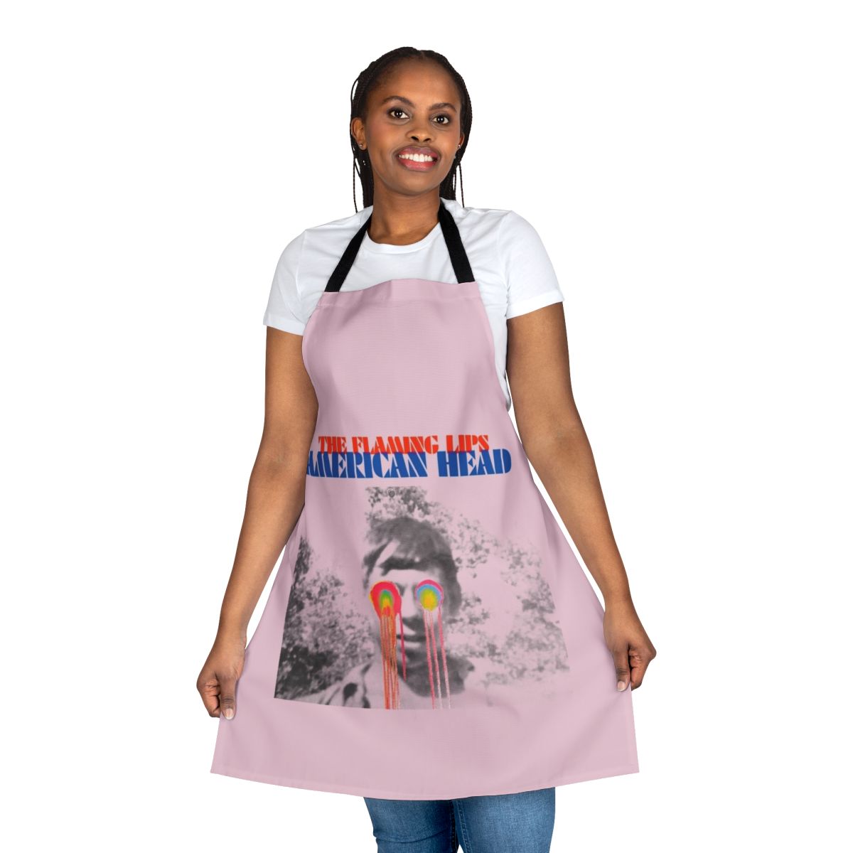 Tfl-inspired apron featuring a halftone graphic design