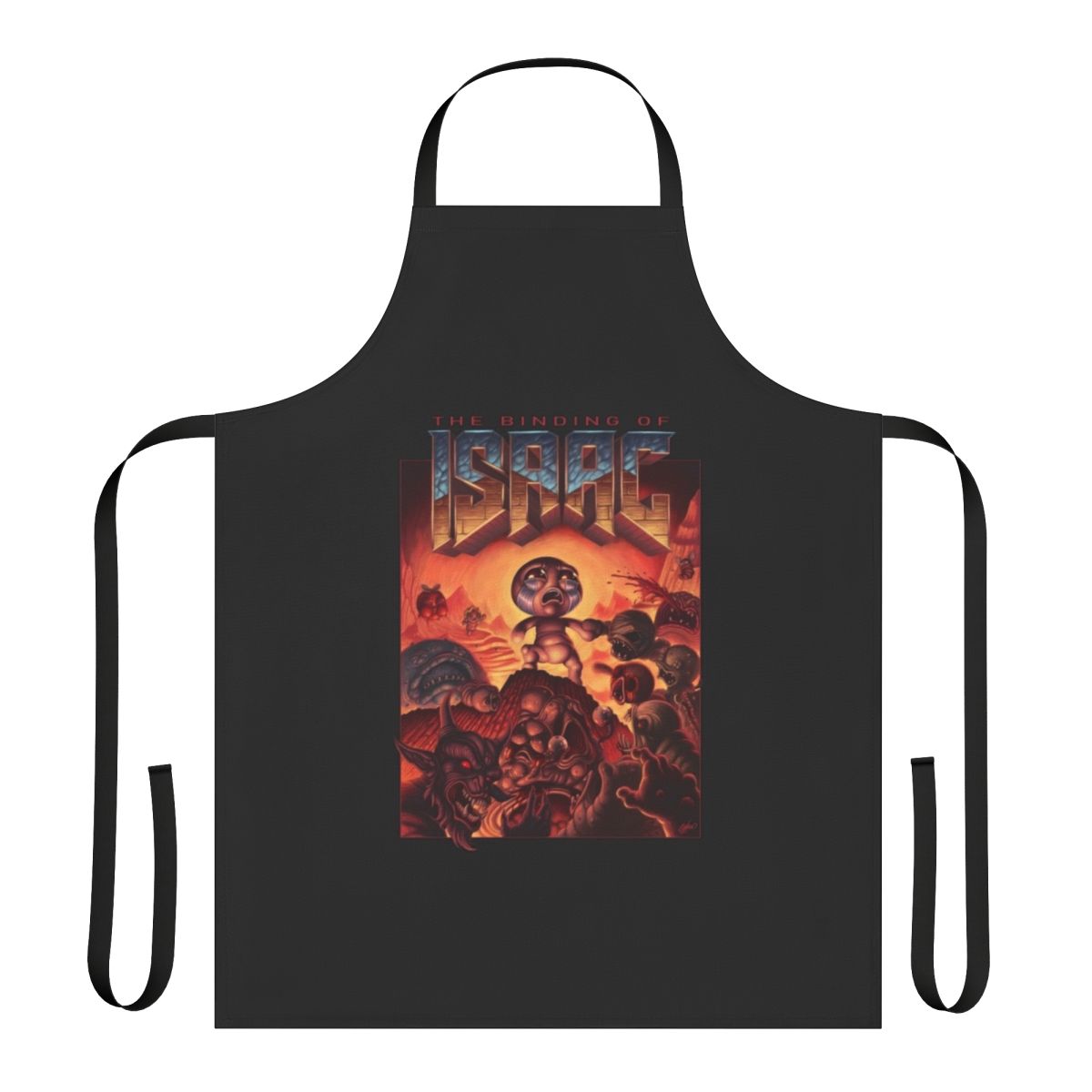 The Binding of Isaac themed apron with demonic design
