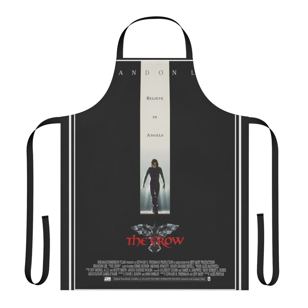 Stylish apron featuring The Crow movie poster artwork with raven and gothic design
