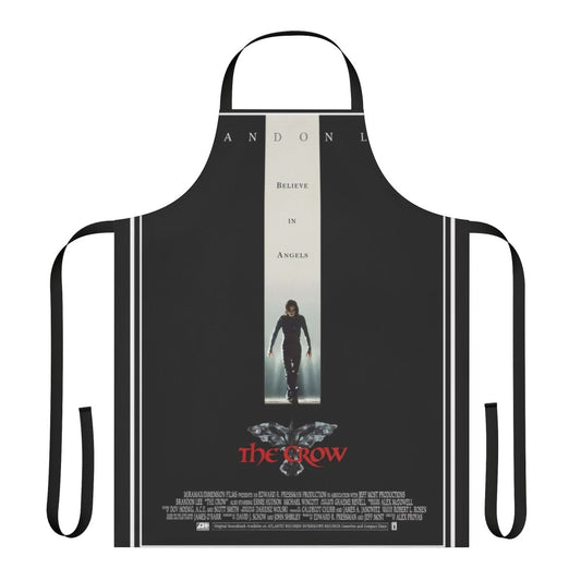 Stylish apron featuring The Crow movie poster artwork with raven and gothic design