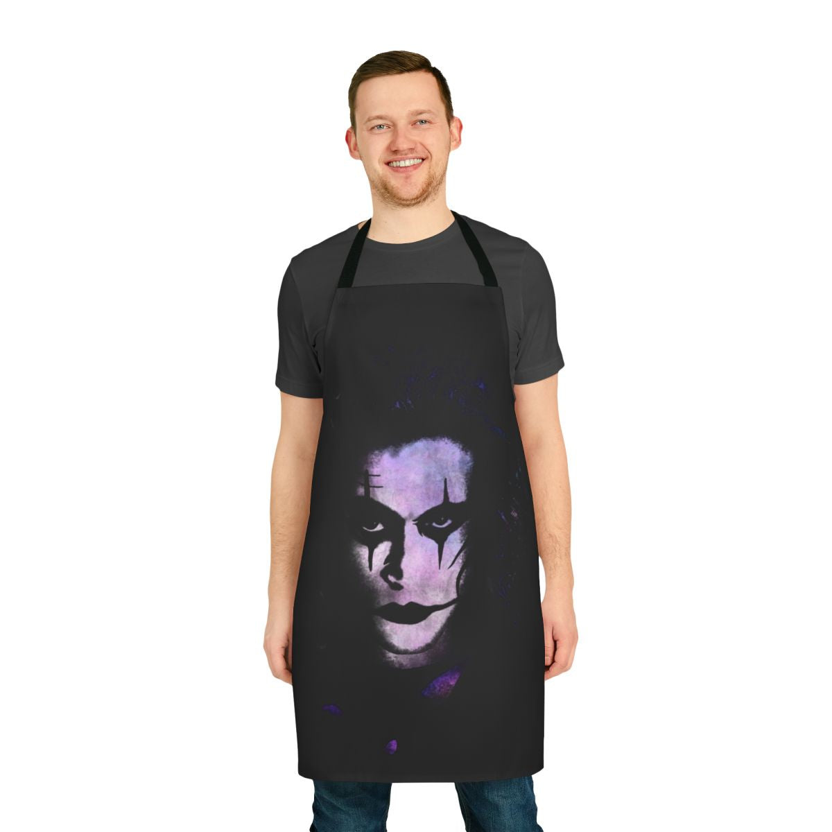 The Crow-themed apron featuring the iconic character from the cult classic movie