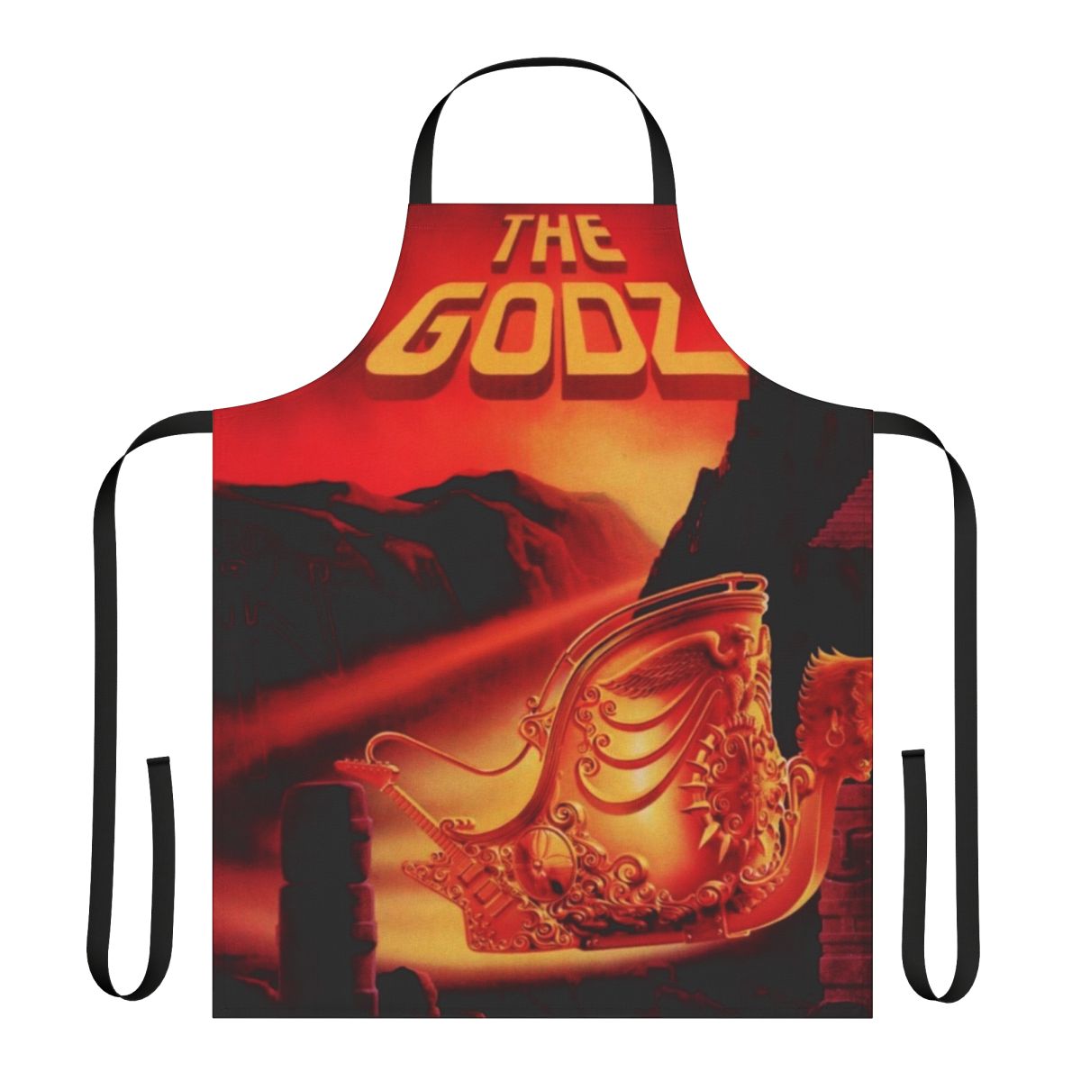 The Godz inspired apron with music and cartoon design