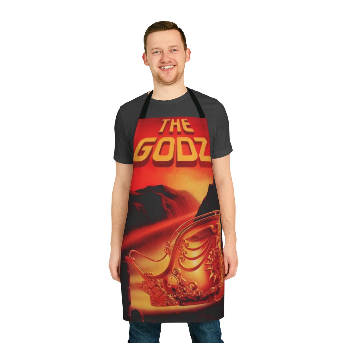 The Godz inspired apron with music and cartoon design