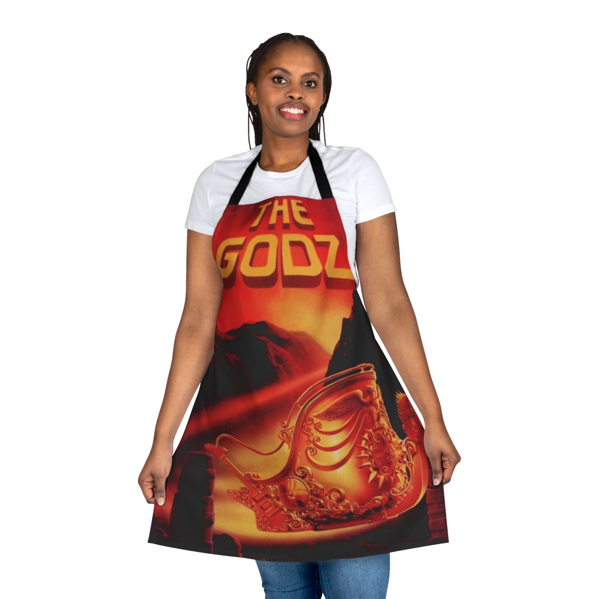 The Godz inspired apron with music and cartoon design