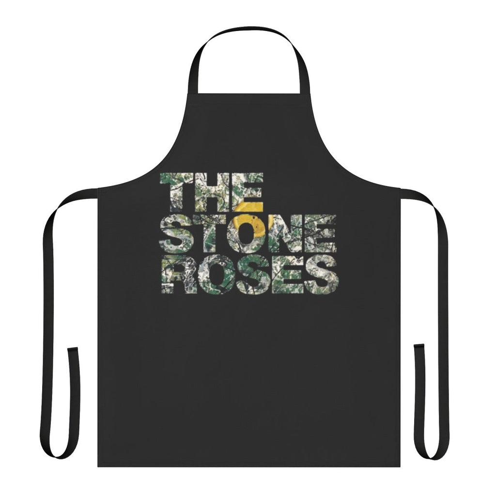 The Stone Roses inspired apron with the iconic band's logo and name