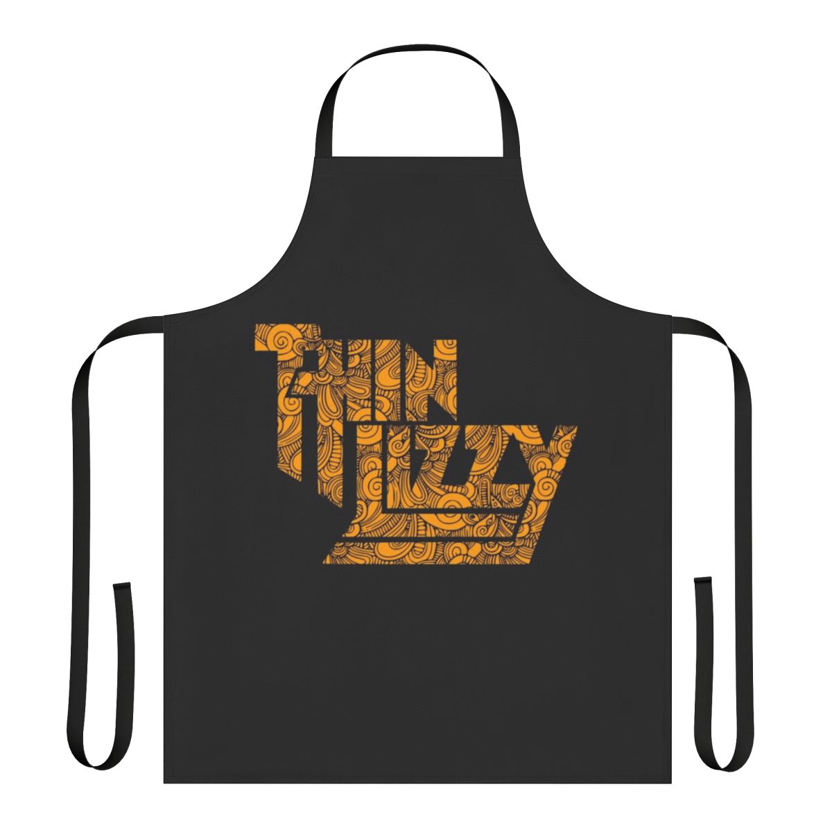 Thin Lizzy-inspired text apron with classic rock band logo and design