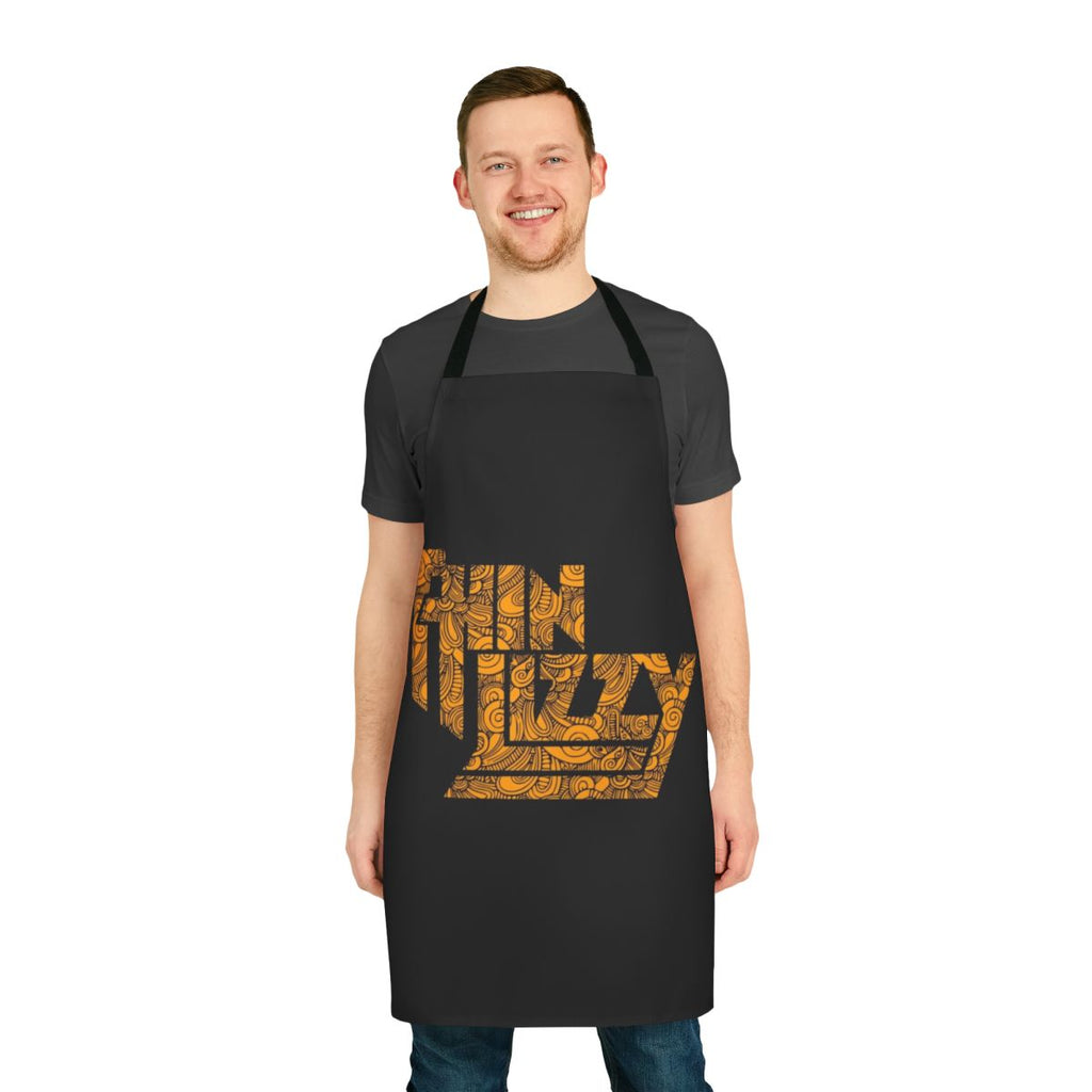 Thin Lizzy-inspired text apron with classic rock band logo and design