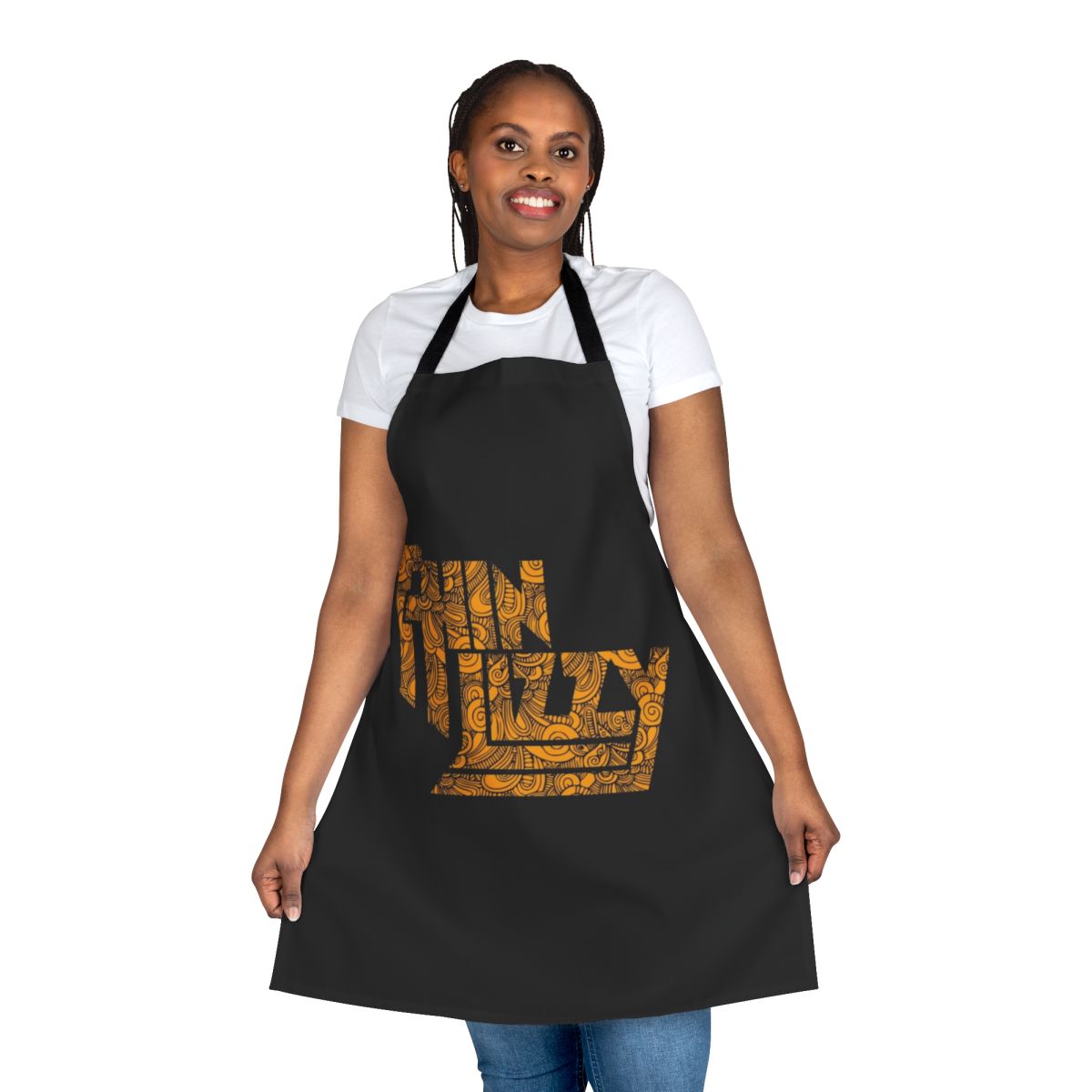 Thin Lizzy-inspired text apron with classic rock band logo and design