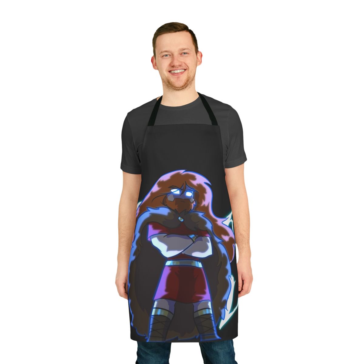 A high-quality apron featuring the image of Thor, the Norse god of thunder.