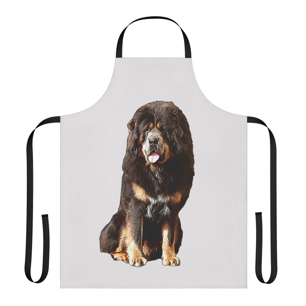 Illustration of a Tibetan Mastiff on an apron for dog owners and pet lovers