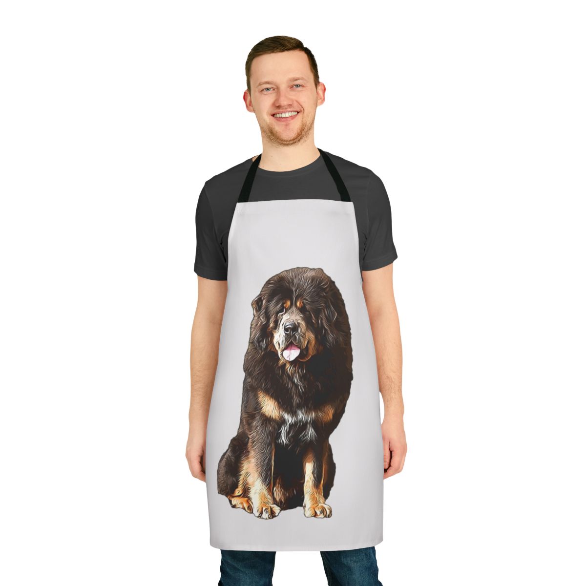 Illustration of a Tibetan Mastiff on an apron for dog owners and pet lovers