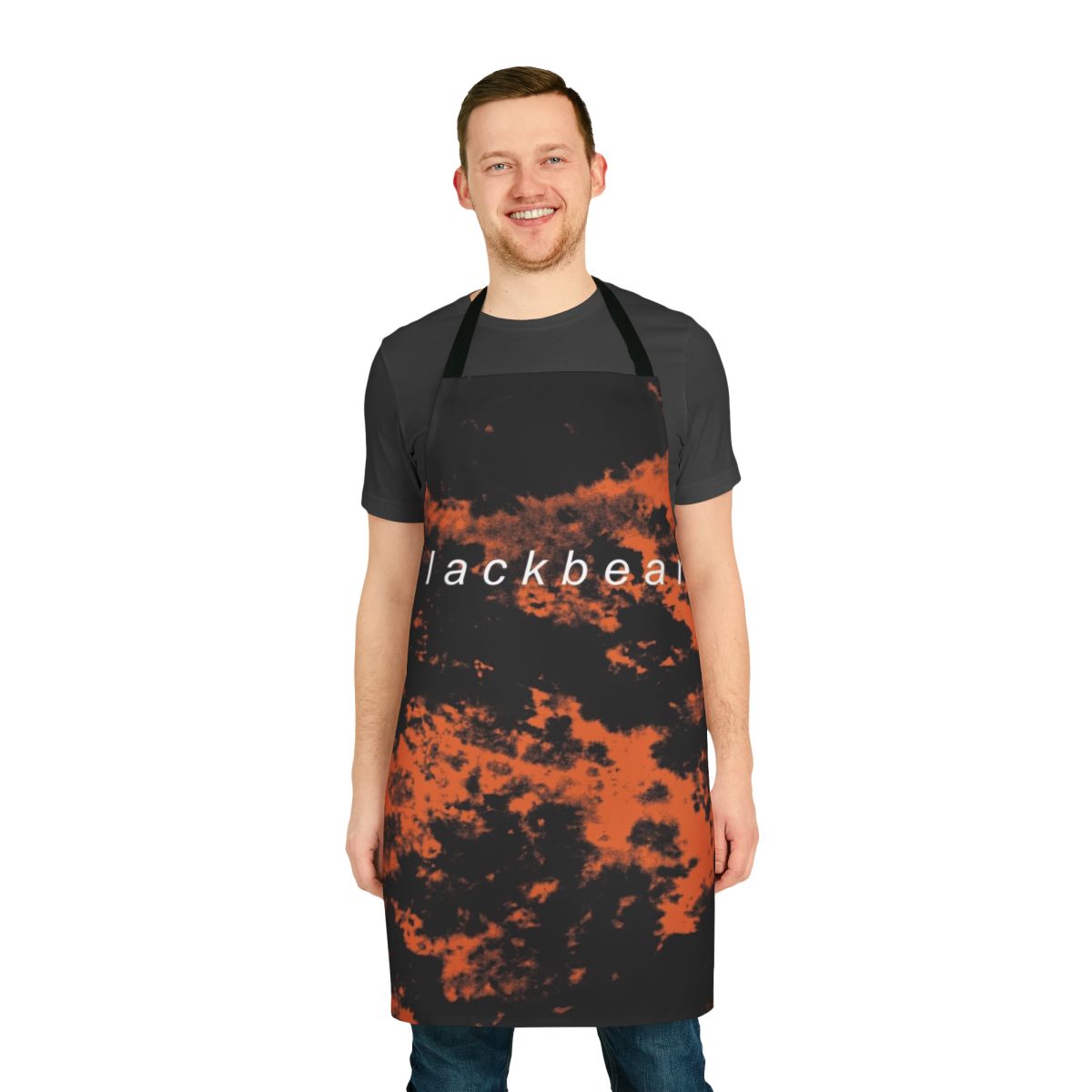 A vibrant tie dye apron featuring a modern design, perfect for music enthusiasts.