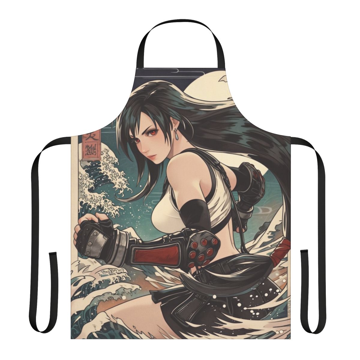 Tifa-inspired apron with Japanese ukiyo-e design elements
