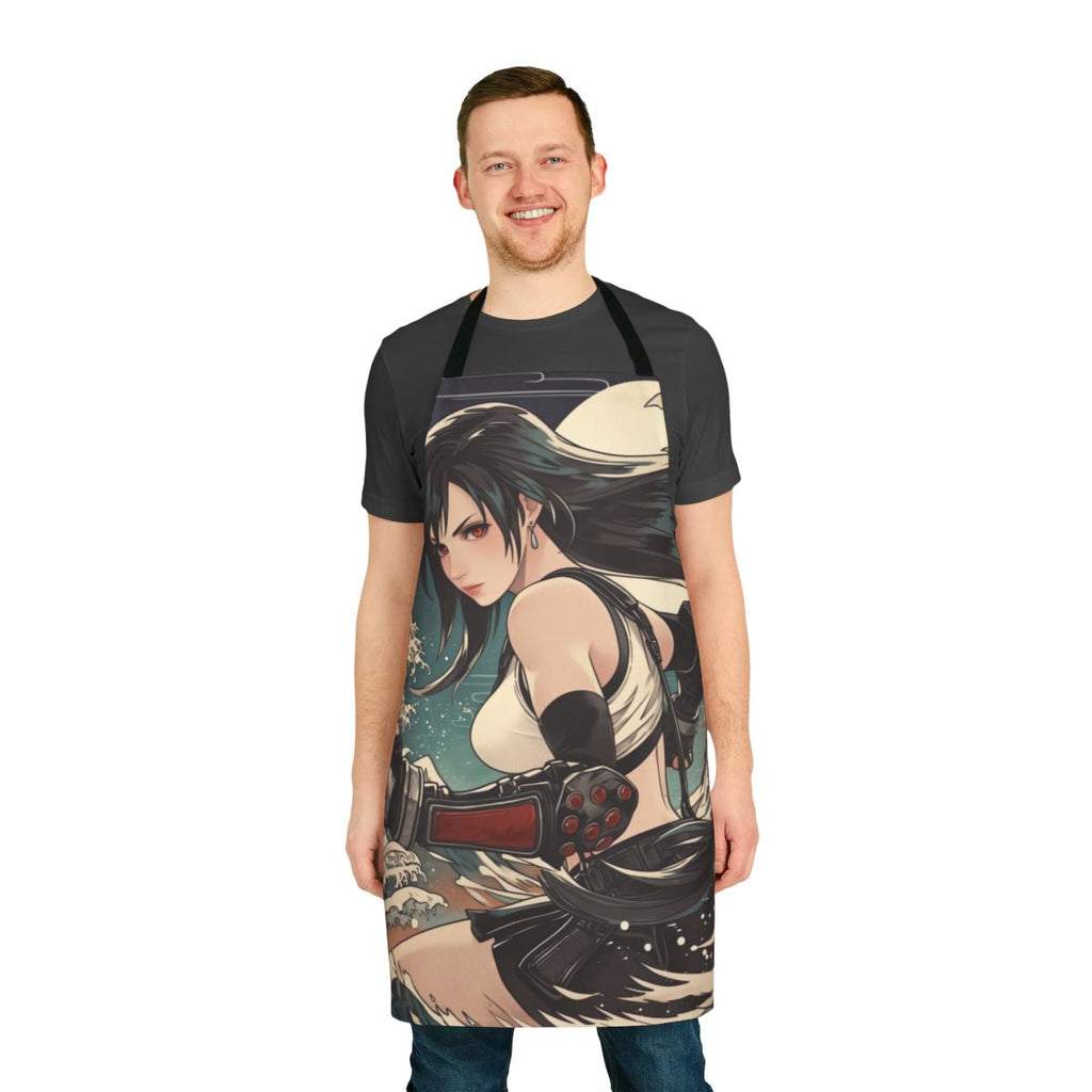 Tifa-inspired apron with Japanese ukiyo-e design elements
