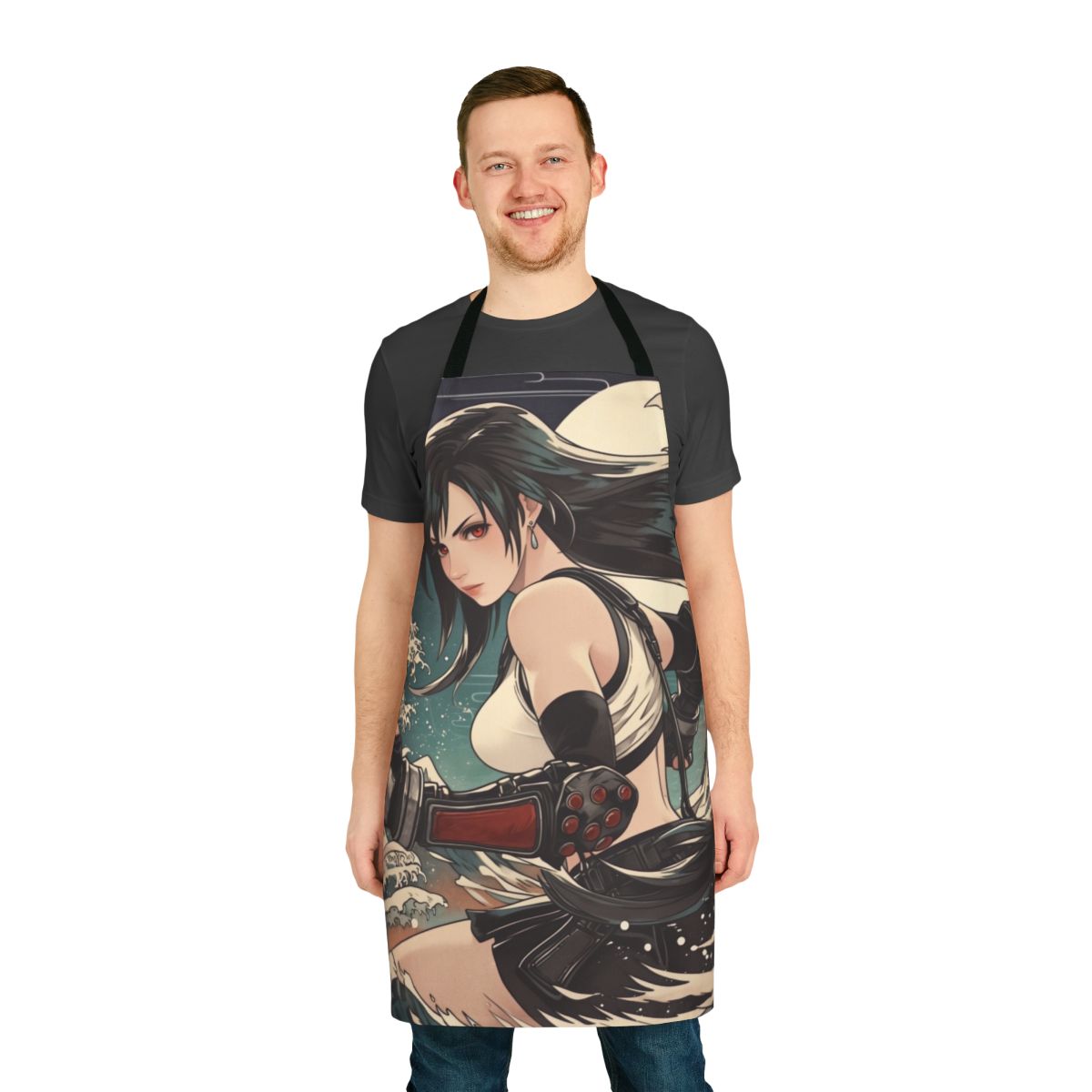 Tifa-inspired apron with Japanese ukiyo-e design elements