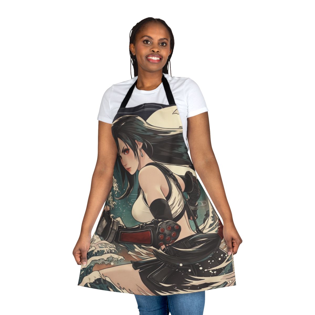 Tifa-inspired apron with Japanese ukiyo-e design elements