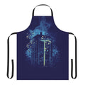 A stylish apron featuring a time lord inspired design with the focus on regeneration.