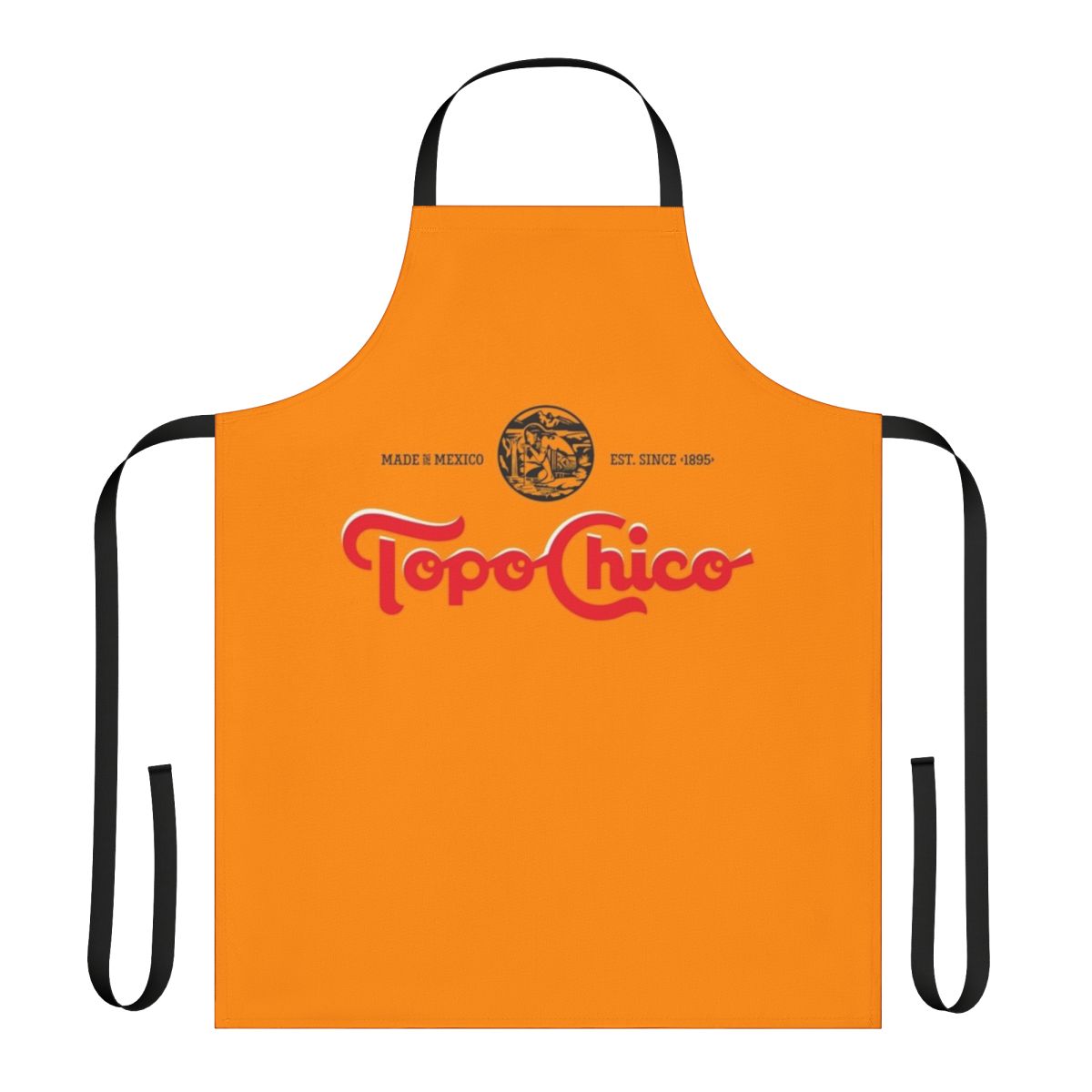 Topo Chico map design printed on a high-quality kitchen apron