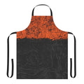 A high-quality apron featuring a topography or cartography design in shades of orange, black, and grey.