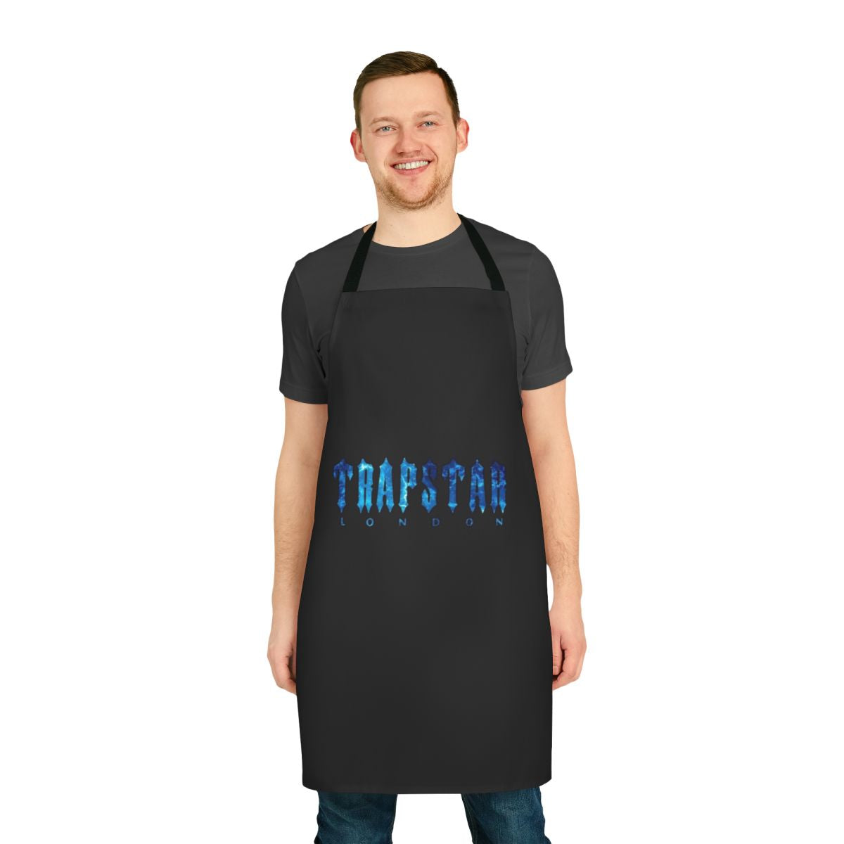 A black apron with the Trapstar logo, perfect for fans of London streetwear and hypebeast fashion.