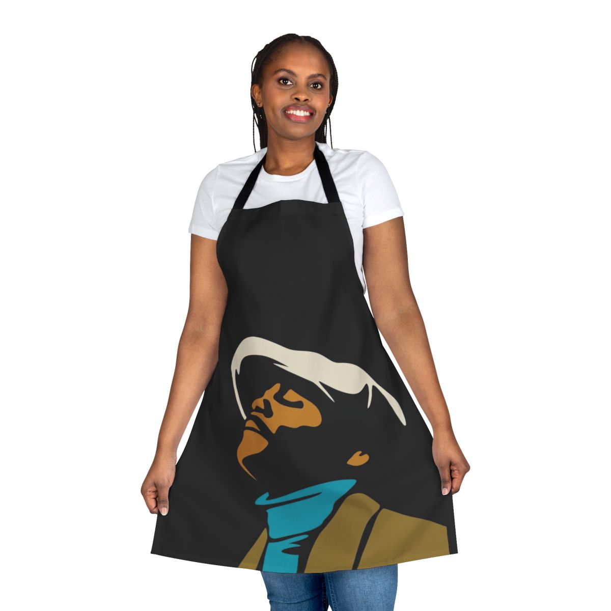 Vibrant portrait of beloved soul music icon Donny Hathaway on a high-quality kitchen apron