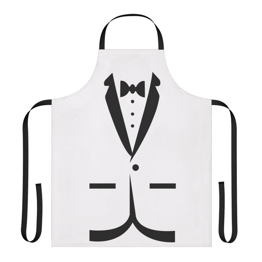 Tuxedo bow tie apron with a playful animal design for formal events