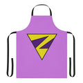 A vibrant, twin-themed apron featuring a playful superhero design