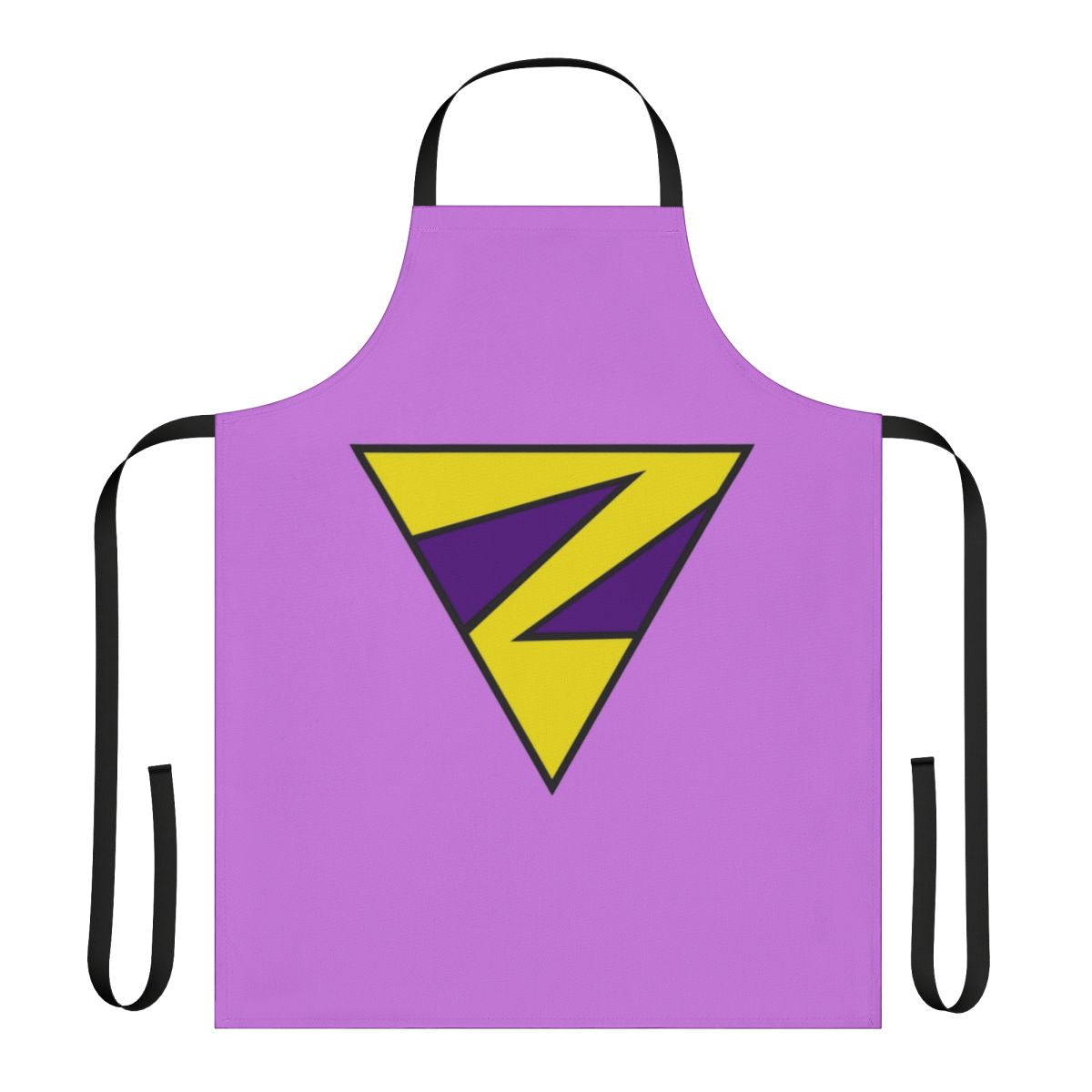 A vibrant, twin-themed apron featuring a playful superhero design