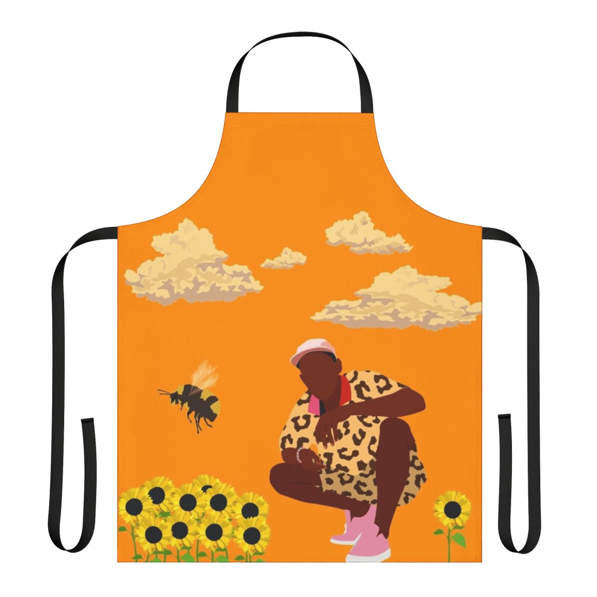 Flower Boy-themed apron featuring bold graphic design and hip hop-inspired style