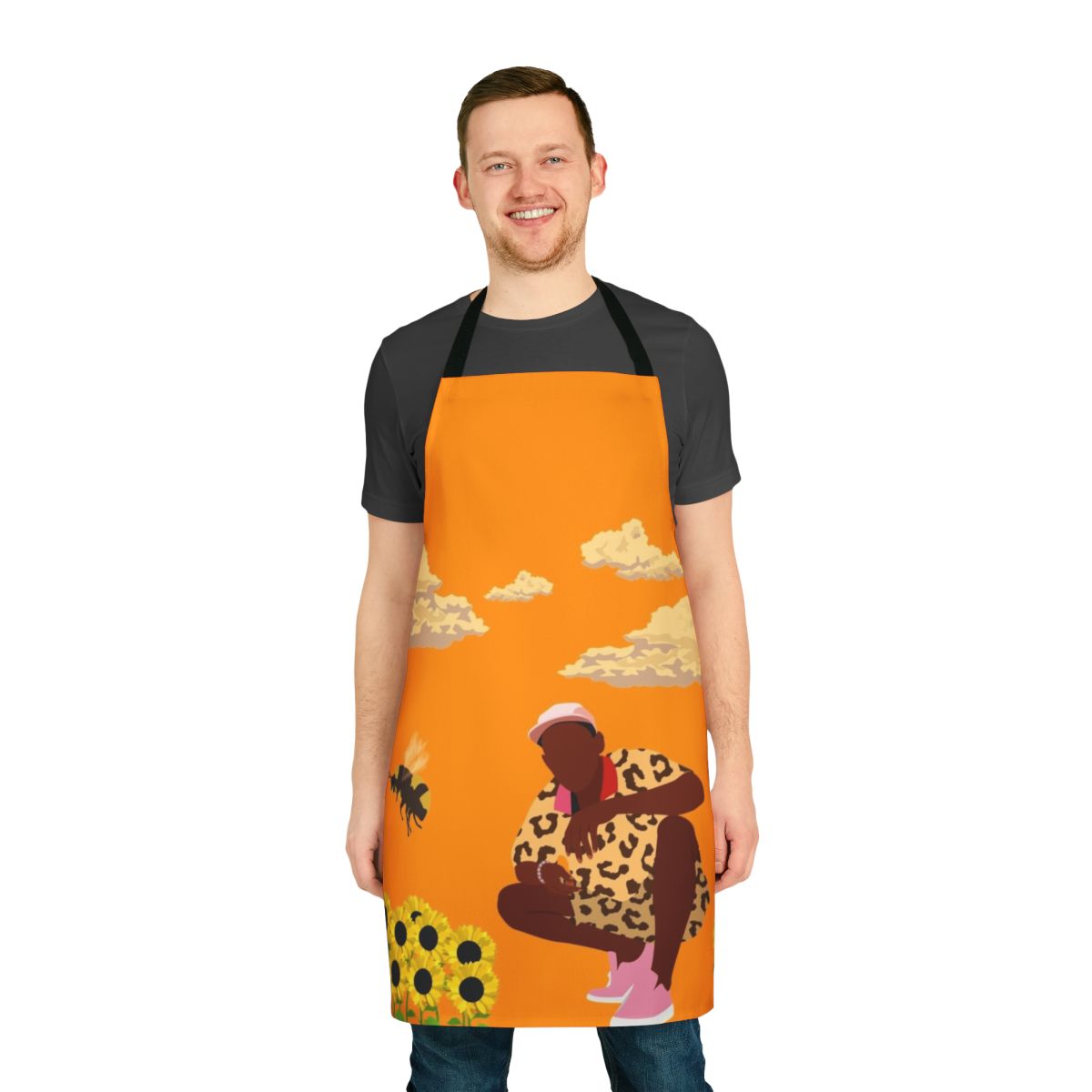 Flower Boy-themed apron featuring bold graphic design and hip hop-inspired style