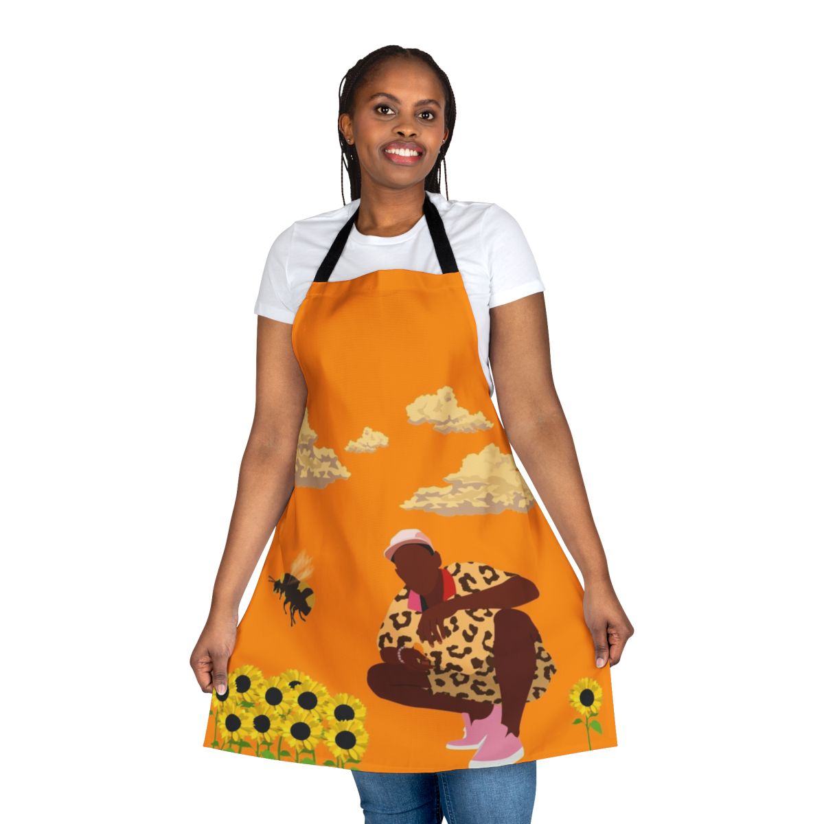 Flower Boy-themed apron featuring bold graphic design and hip hop-inspired style