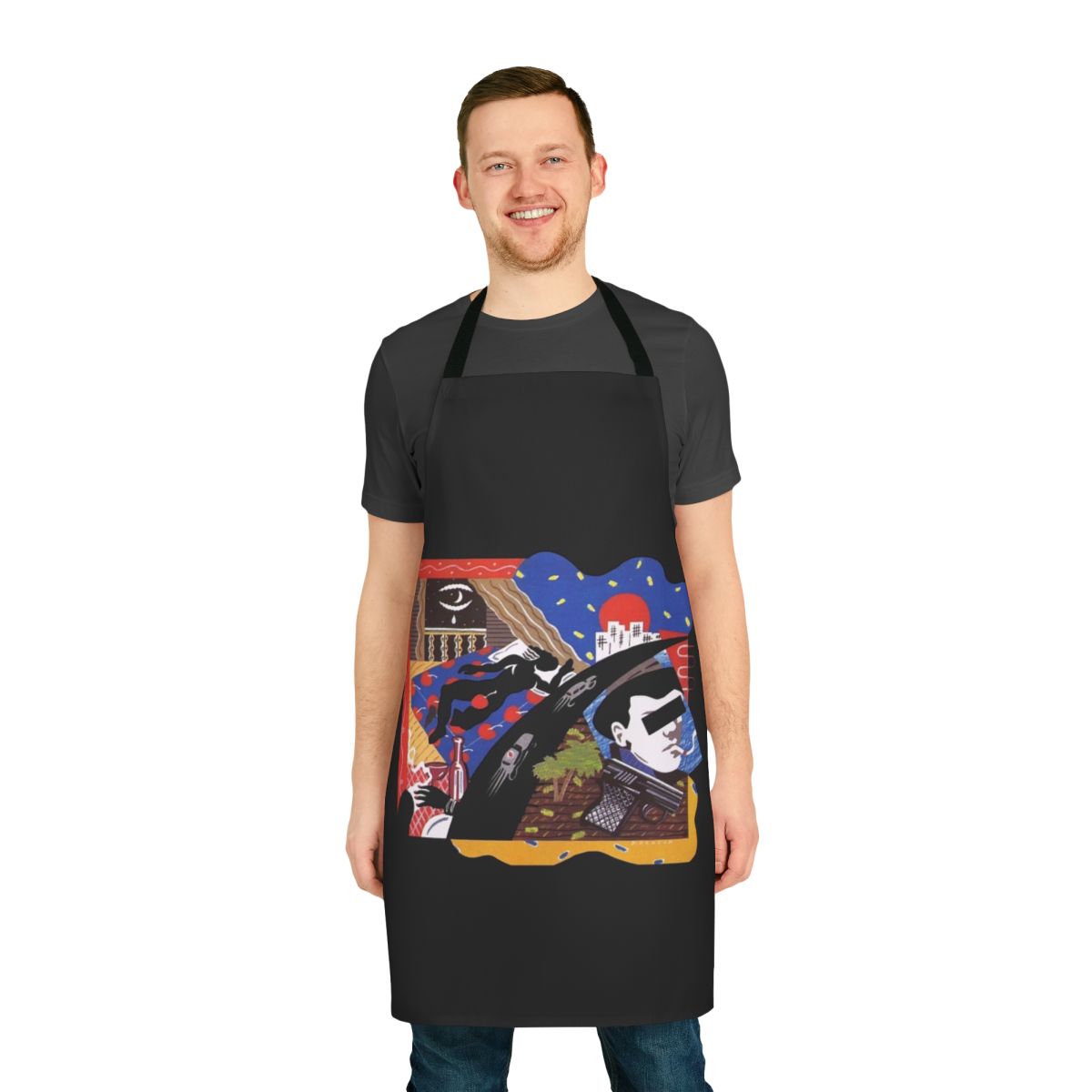 Stylish UB40 inspired apron with musical elements