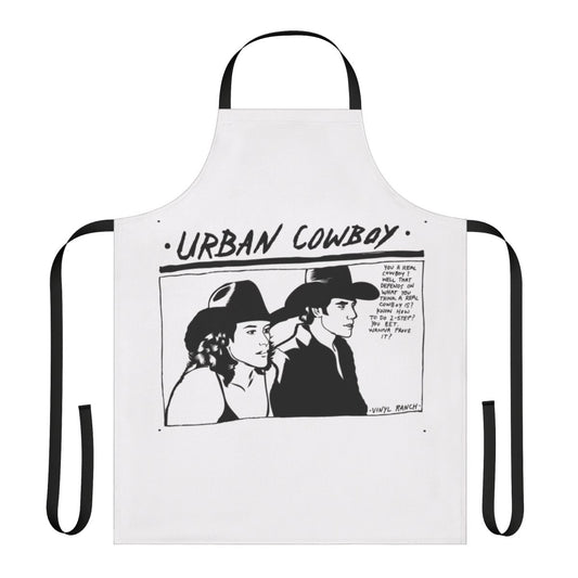 Rugged urban cowboy-style apron ideal for cooking, grilling, and farmhouse-inspired home decor