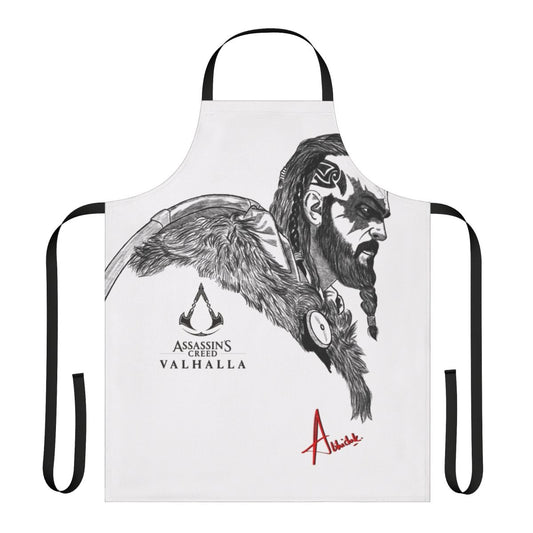 Assassin's Creed Valhalla-inspired apron with Viking and Odin motifs