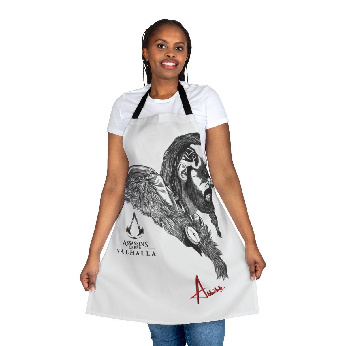 Assassin's Creed Valhalla-inspired apron with Viking and Odin motifs