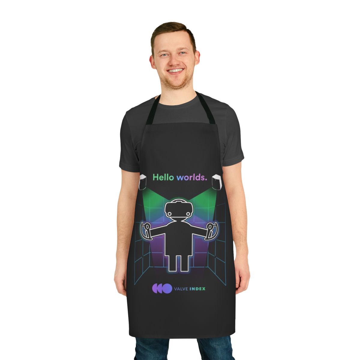 Valve Index-themed apron with a sleek and modern design for virtual reality enthusiasts