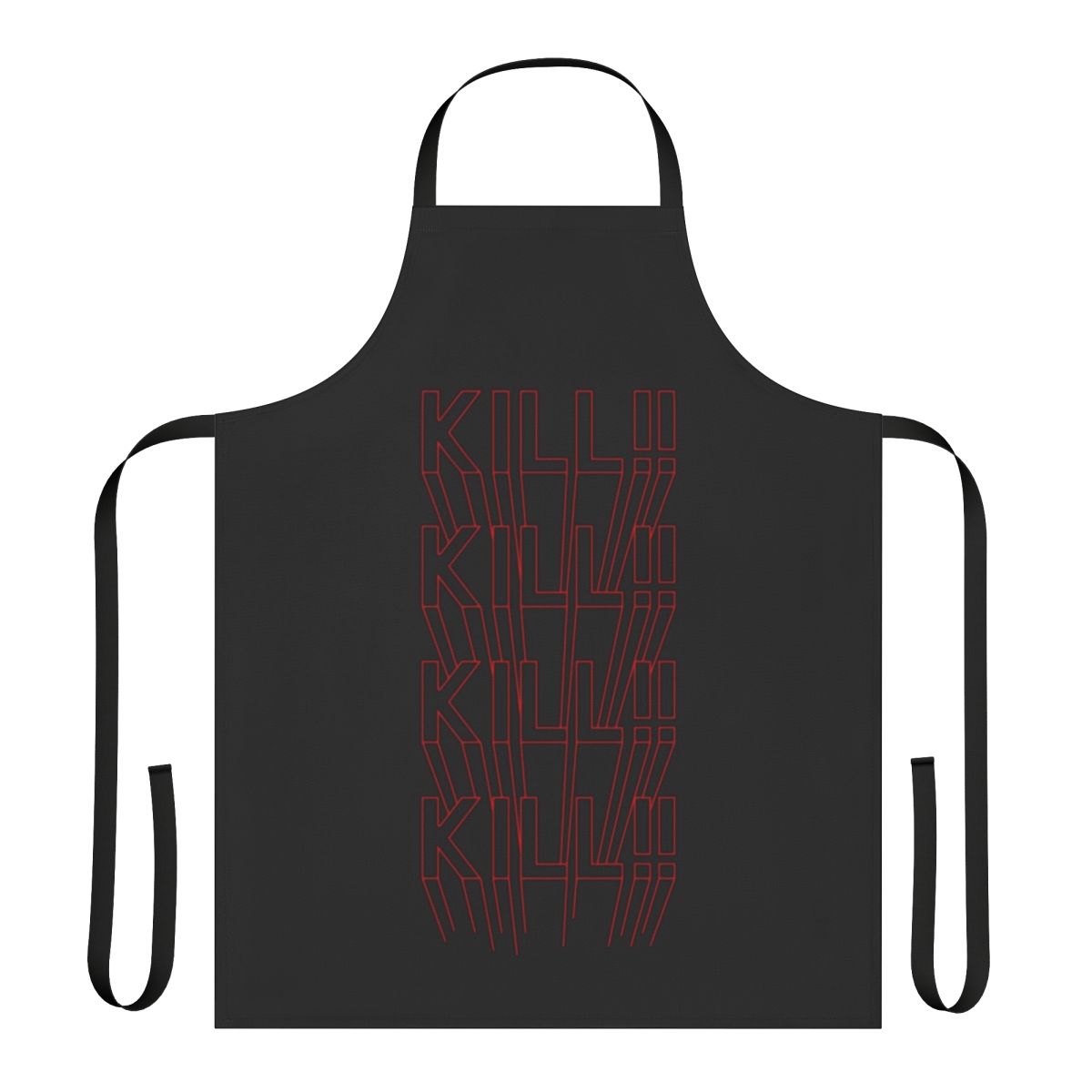 A stylish vector red apron featuring imagery and elements from the No More Heroes video game series.