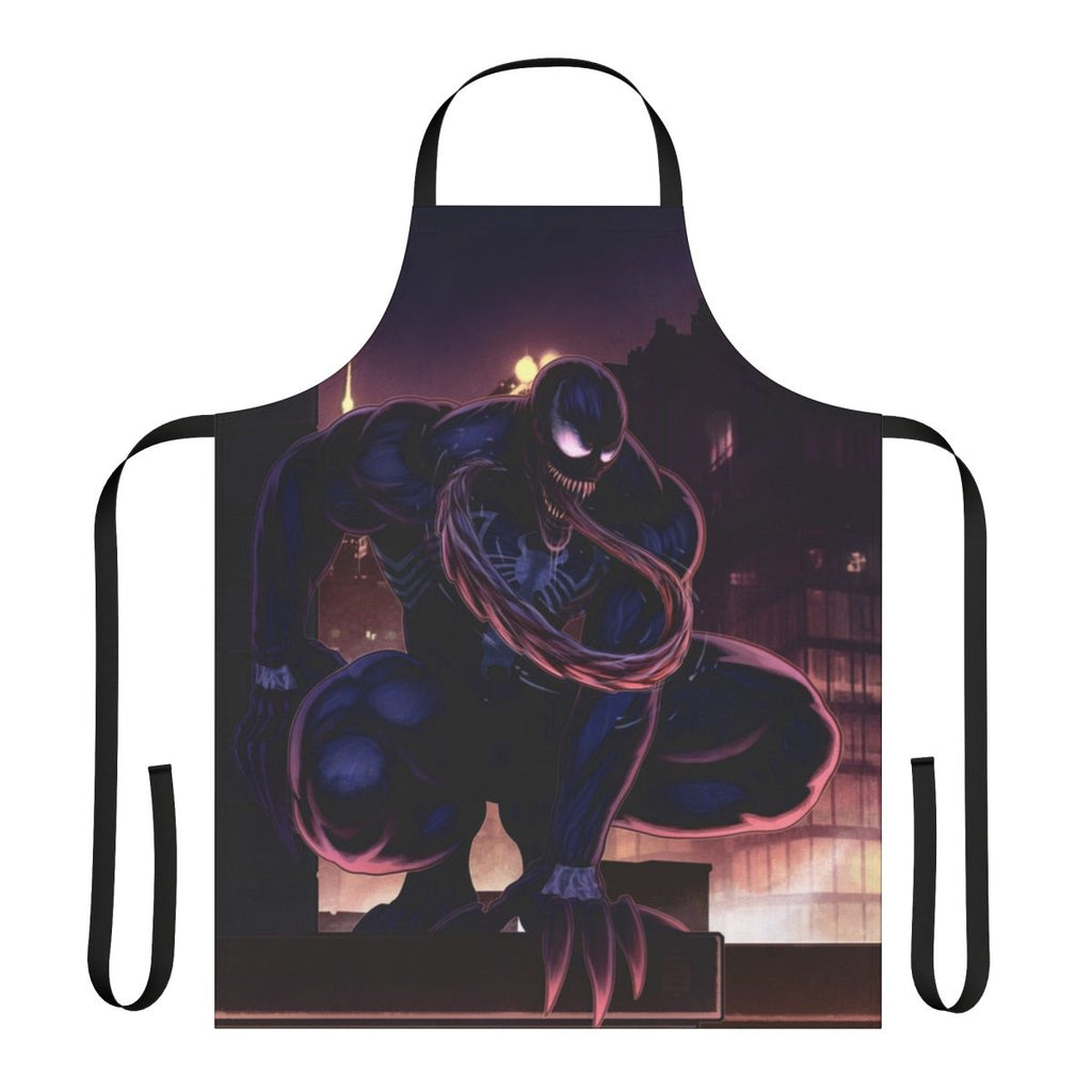 Venom-themed apron with spider web design
