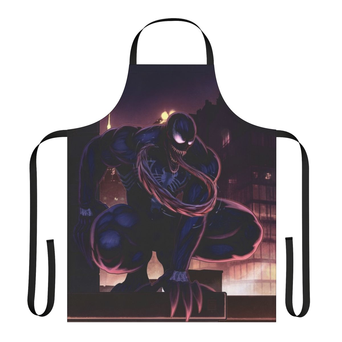 Venom-themed apron with spider web design