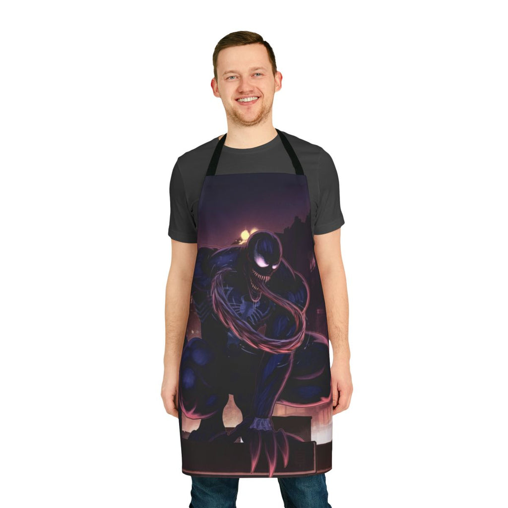 Venom-themed apron with spider web design
