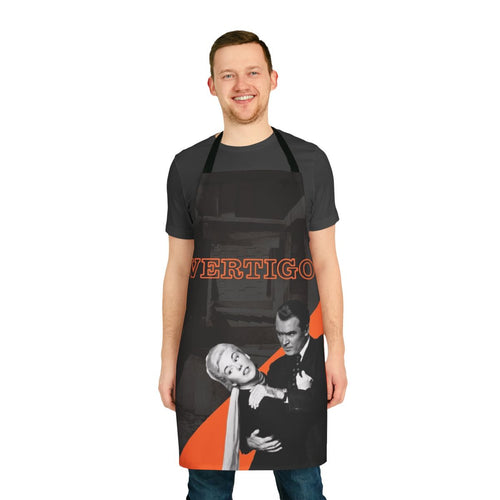 "Vertigo-inspired apron featuring a nod to the classic Alfred Hitchcock psychological thriller"